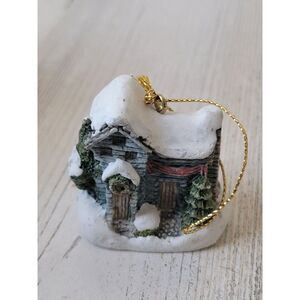 Mini Snow blue house wreath pine tree ornament Xmas decor